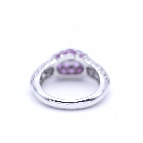 Bague Bague en or blanc 18K - Diamants et saphirs roses 58 Facettes UKN102881LF