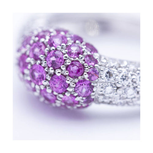 Bague Bague en or blanc 18K - Diamants et saphirs roses 58 Facettes UKN102881LF