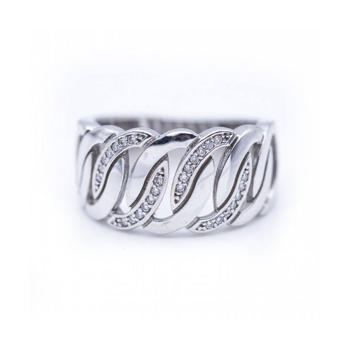 Bague Bague large - Or blanc 18 kt et diamants 58 Facettes UKN102883LF