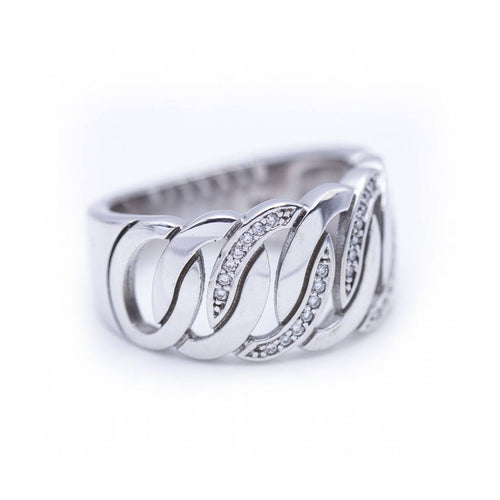 Bague Bague large - Or blanc 18 kt et diamants 58 Facettes UKN102883LF