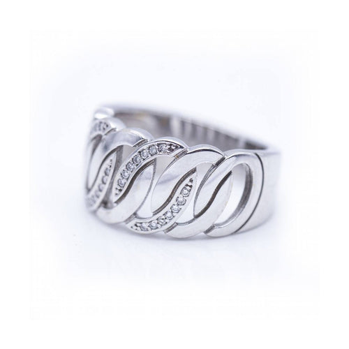 Bague Bague large - Or blanc 18 kt et diamants 58 Facettes UKN102883LF