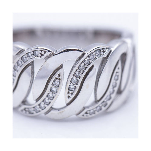 Bague Bague large - Or blanc 18 kt et diamants 58 Facettes UKN102883LF