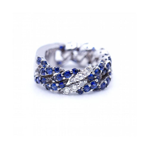 Bague Bague articulée en or blanc 18K avec diamants et saphirs 58 Facettes UKN102886LF