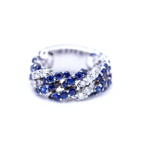 Bague Bague articulée en or blanc 18K avec diamants et saphirs 58 Facettes UKN102886LF