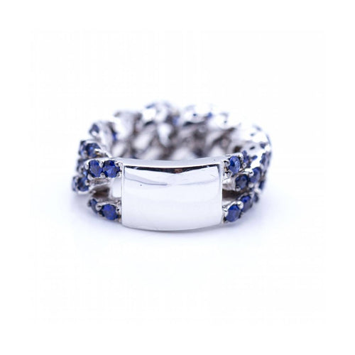 Bague Bague articulée en or blanc 18K avec diamants et saphirs 58 Facettes UKN102886LF