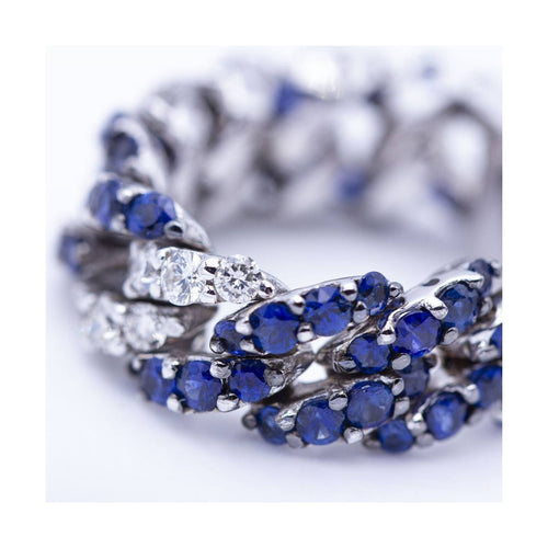 Bague Bague articulée en or blanc 18K avec diamants et saphirs 58 Facettes UKN102886LF