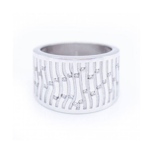 Bague BAMBU - Bague en or blanc 18 ct et diamants 58 Facettes UKN102905AS