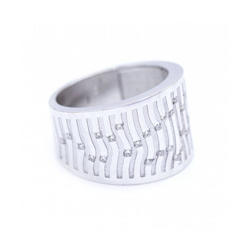 Bague BAMBU - Bague en or blanc 18 ct et diamants 58 Facettes UKN102905AS