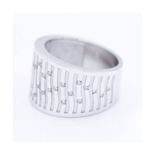 Bague BAMBU - Bague en or blanc 18 ct et diamants 58 Facettes UKN102905AS