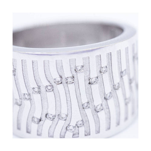 Bague BAMBU - Bague en or blanc 18 ct et diamants 58 Facettes UKN102905AS
