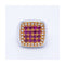 Bague Bague unisexe carrée en or jaune 18 kt avec diamants et rubis 58 Facettes UKN102920EJ