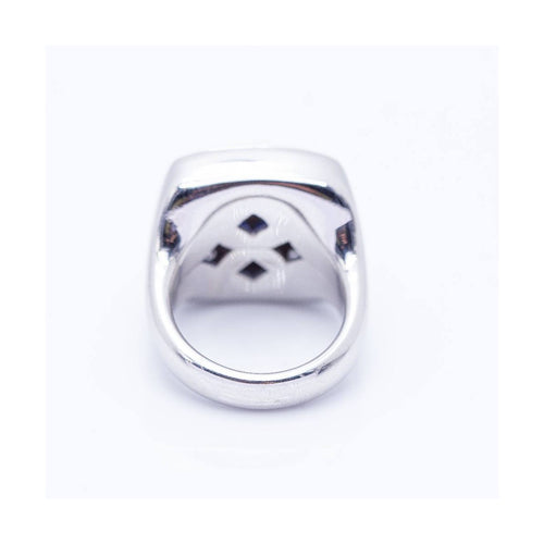 Bague Bague - Motif carré en or blanc 18 kt, diamants et saphirs 58 Facettes UKN102921EJ