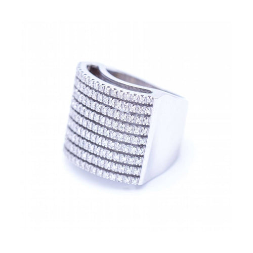 Bague Bague - Pavage de diamants en or blanc 18 kt 58 Facettes UKN102922EJ