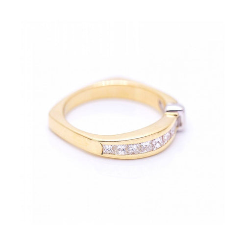 Bague Bague demi-alliance en or jaune et blanc 18 ct et diamants 58 Facettes UKN102923EJ