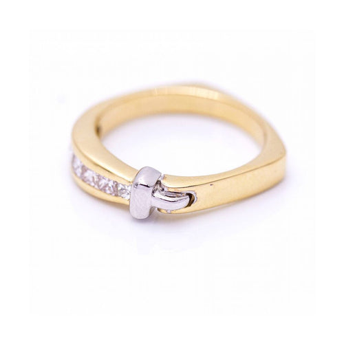 Bague Bague demi-alliance en or jaune et blanc 18 ct et diamants 58 Facettes UKN102923EJ