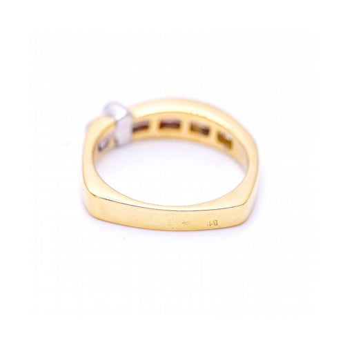 Bague Bague demi-alliance en or jaune et blanc 18 ct et diamants 58 Facettes UKN102923EJ