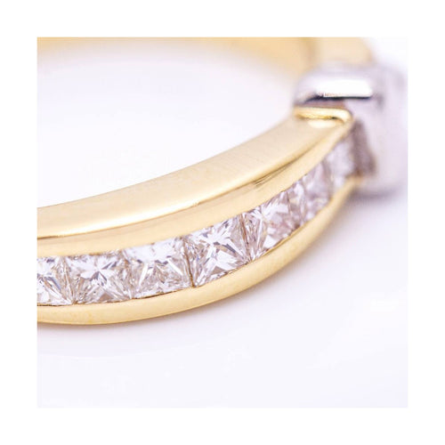 Bague Bague demi-alliance en or jaune et blanc 18 ct et diamants 58 Facettes UKN102923EJ