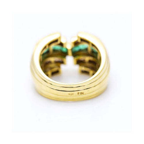 Bague LAZZO - Bague en or jaune 18 kt avec diamants et émeraudes 58 Facettes UKN102925EJ