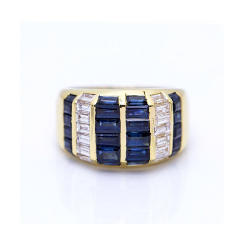 Bague Bague - Or blanc 18 kt et saphirs taille baguette 58 Facettes UKN102926EJ