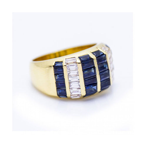 Bague Bague - Or blanc 18 kt et saphirs taille baguette 58 Facettes UKN102926EJ