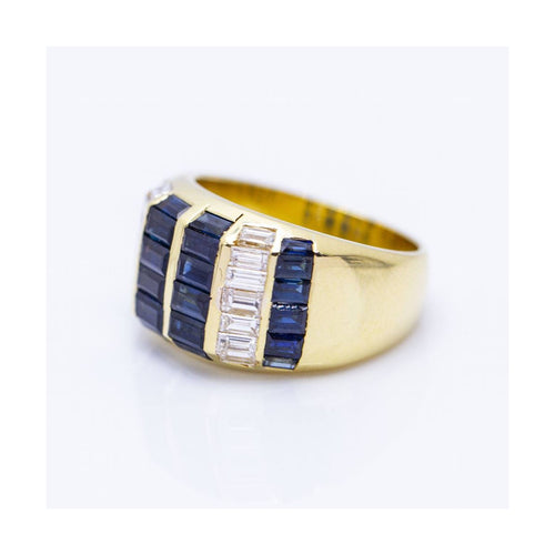 Bague Bague - Or blanc 18 kt et saphirs taille baguette 58 Facettes UKN102926EJ