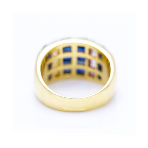 Bague Bague - Or blanc 18 kt et saphirs taille baguette 58 Facettes UKN102926EJ