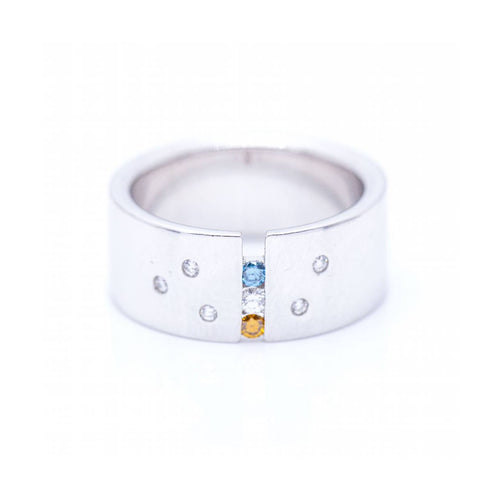 Bague Bague - Diamants blancs et Fancy en or blanc 18 kt 58 Facettes UKN102927EJ