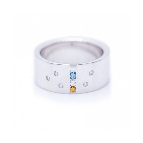 Bague Bague - Diamants blancs et Fancy en or blanc 18 kt 58 Facettes UKN102927EJ