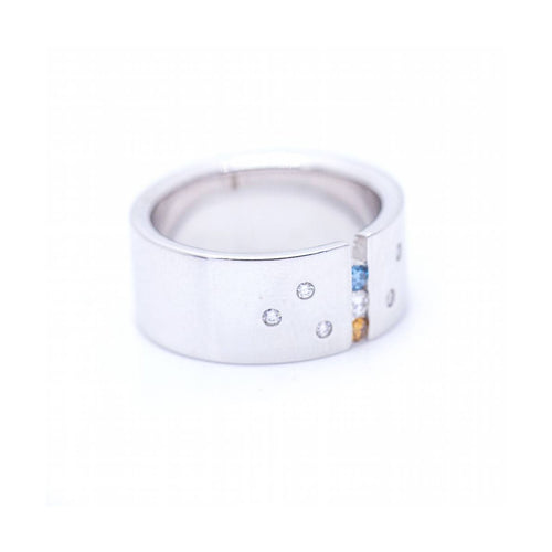 Bague Bague - Diamants blancs et Fancy en or blanc 18 kt 58 Facettes UKN102927EJ
