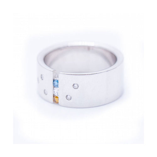 Bague Bague - Diamants blancs et Fancy en or blanc 18 kt 58 Facettes UKN102927EJ