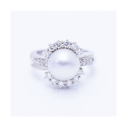 Bague Bague - Perle naturelle et diamants en or blanc 18 kt 58 Facettes UKN102930EJ