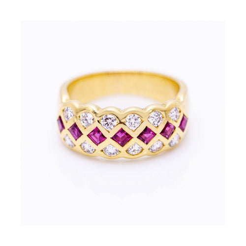 Bague Bague ROMBO - Bague en or blanc 18 kt avec rubis et diamants 58 Facettes UKN102931EJ