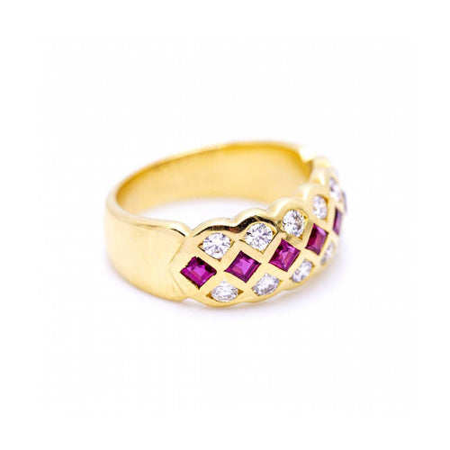 Bague Bague ROMBO - Bague en or blanc 18 kt avec rubis et diamants 58 Facettes UKN102931EJ