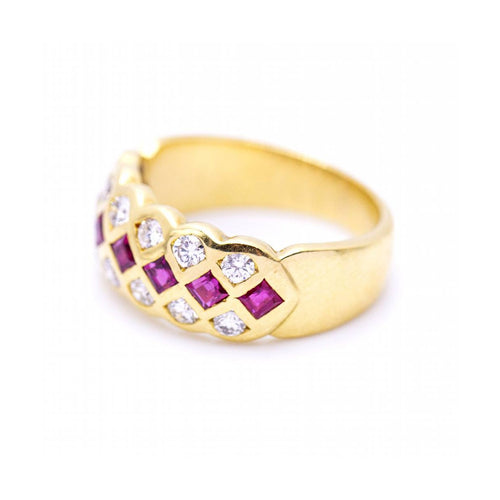 Bague Bague ROMBO - Bague en or blanc 18 kt avec rubis et diamants 58 Facettes UKN102931EJ