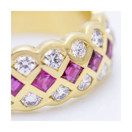 Bague Bague ROMBO - Bague en or blanc 18 kt avec rubis et diamants 58 Facettes UKN102931EJ
