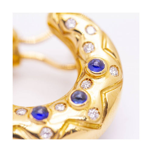 Boucles d'oreilles Medialuna - Boucles d’oreilles en or jaune 18 kt, saphirs et diamants 58 Facettes UKN102935EJ