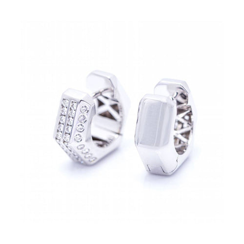 Boucles d'oreilles HEXAGON - Boucles d’oreilles en or blanc 18 ct et diamants 58 Facettes UKN102942EJ