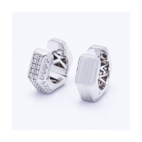 Boucles d'oreilles HEXAGON - Boucles d’oreilles en or blanc 18 ct et diamants 58 Facettes UKN102942EJ