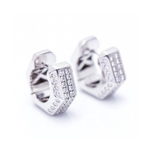 Boucles d'oreilles HEXAGON - Boucles d’oreilles en or blanc 18 ct et diamants 58 Facettes UKN102942EJ