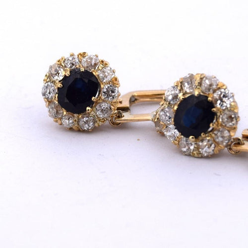 Boucles d'oreilles Boucles d’oreilles pendantes vintage - Or jaune 18 ct, saphirs et diamants 58 Facettes OR209 '(05519)