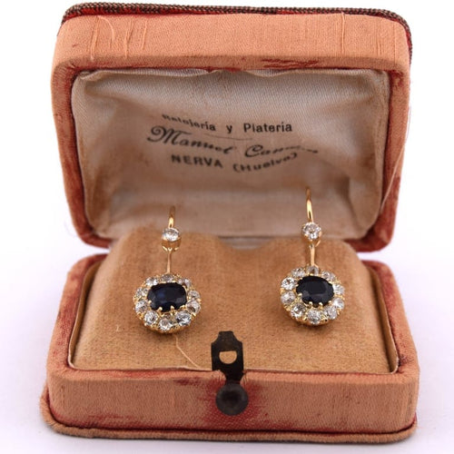 Boucles d'oreilles Boucles d’oreilles pendantes vintage - Or jaune 18 ct, saphirs et diamants 58 Facettes OR209 '(05519)