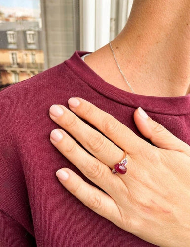 Bague 55 Bague en or rose avec rubis, grenats et diamants 58 Facettes