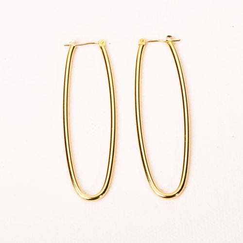 Boucles d'oreilles Boucles d'oreilles créoles oblongues en or jaune 18K 58 Facettes LMB-233