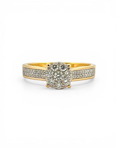 Bague 52 Solitaire - Bague en or jaune et blanc 18 carats sertie de diamants 58 Facettes 90847-ac12743