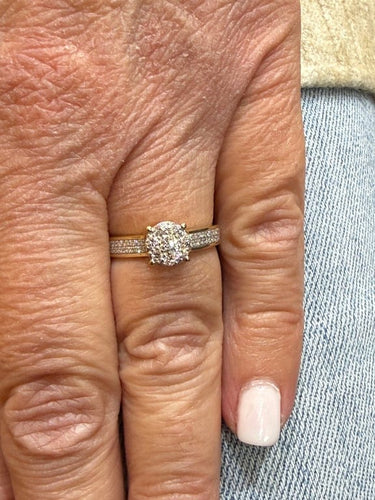 Bague 52 Solitaire - Bague en or jaune et blanc 18 carats sertie de diamants 58 Facettes 90847-ac12743
