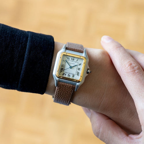 Montre Cartier Panthère - Montre medium en acier et lunette en or jaune 58 Facettes 1