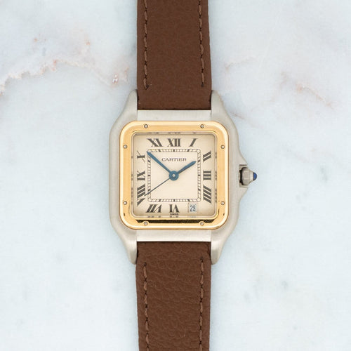 Montre Cartier Panthère - Montre medium en acier et lunette en or jaune 58 Facettes 1