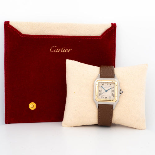 Montre Cartier Panthère - Montre medium en acier et lunette en or jaune 58 Facettes 1