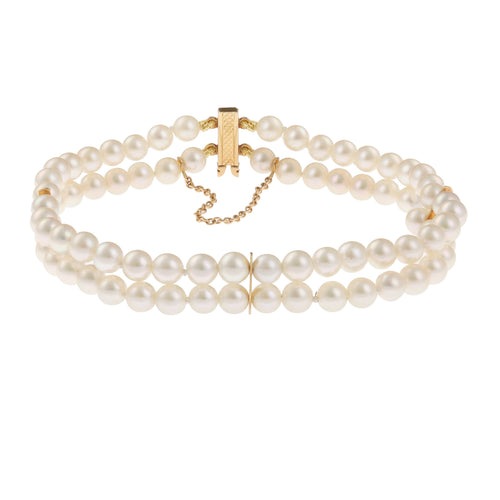 Bracelet Bracelet 2 rangs de perles en or jaune 18 carats 58 Facettes