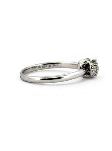 Bague 52 Solitaire - Bague en or gris 18 carats et diamants naturels 58 Facettes Ac12799